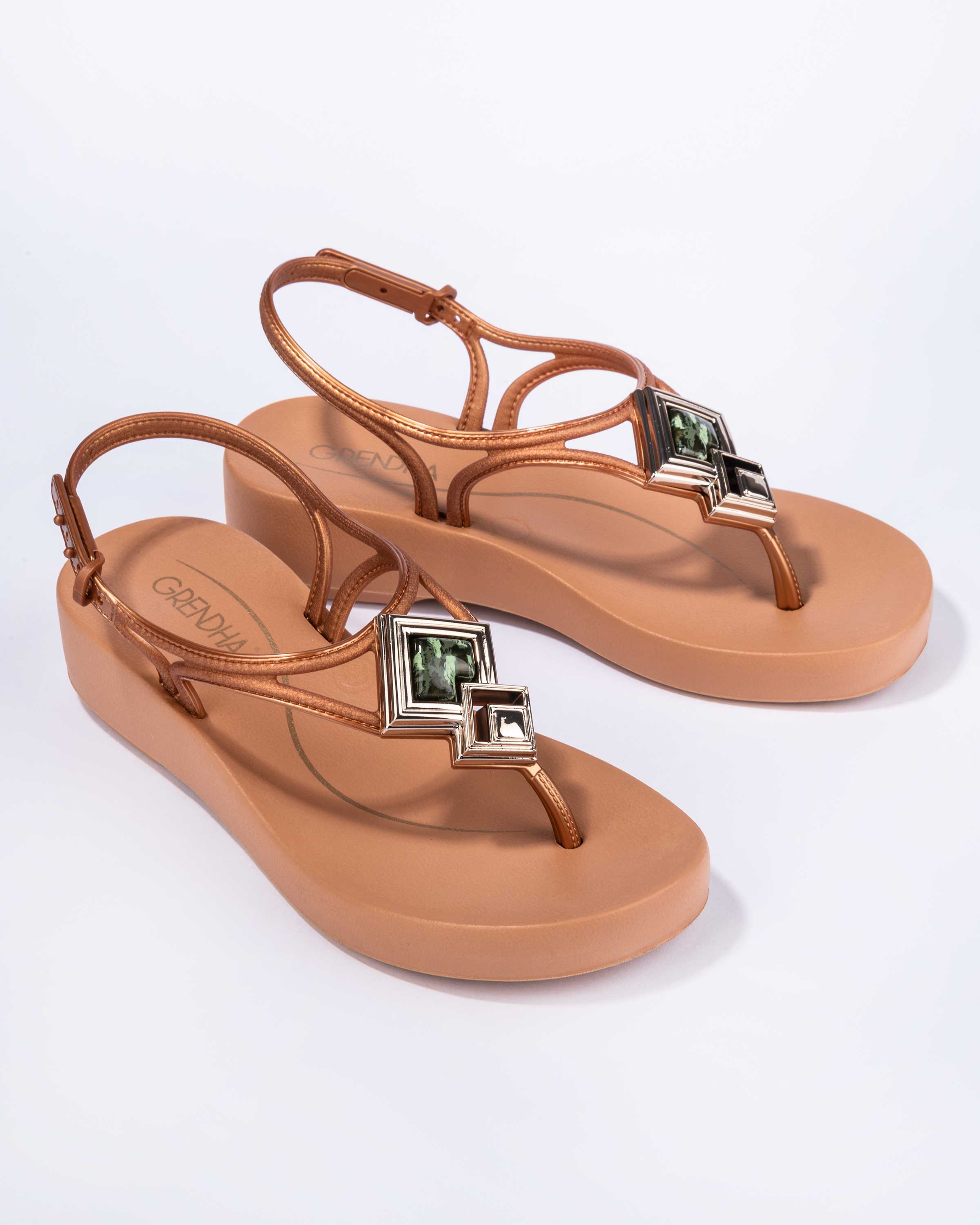  GRENDHA JOIA PLAT SANDAL - METALLIC DARK BROWN